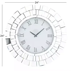 Kirklands Home Clocks|Silver Glass Mirror Abstract Wall Clock