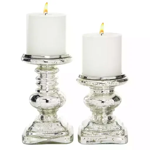 Sale Glass Ornate 2-pc. Pillar Candle Holder Set Candle Holders