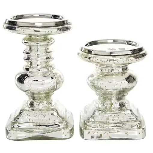 Sale Glass Ornate 2-pc. Pillar Candle Holder Set Candle Holders