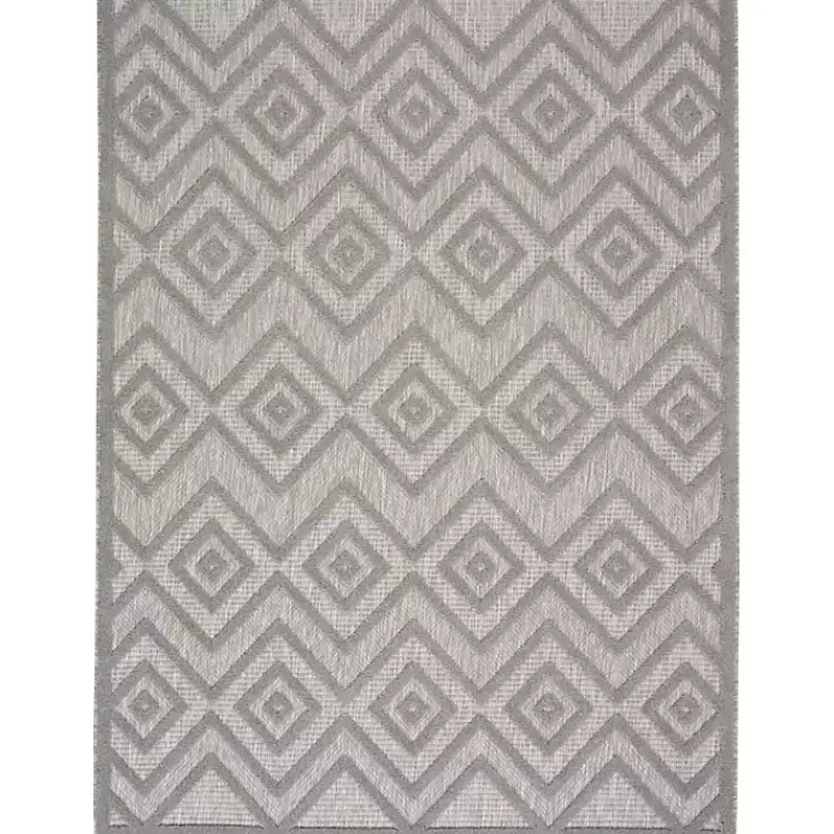 Kirklands Home Outdoor Rugs|Gray Diamond Indoor/Outdoor Area Rug, 4x6 Silver