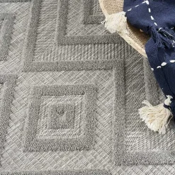 Kirklands Home Outdoor Rugs|Gray Diamond Indoor/Outdoor Area Rug, 4x6 Silver