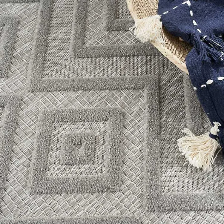 Kirklands Home Outdoor Rugs|Gray Diamond Indoor/Outdoor Area Rug, 4x6 Silver