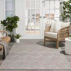 Kirklands Home Outdoor Rugs|Gray Diamond Indoor/Outdoor Area Rug, 4x6 Silver