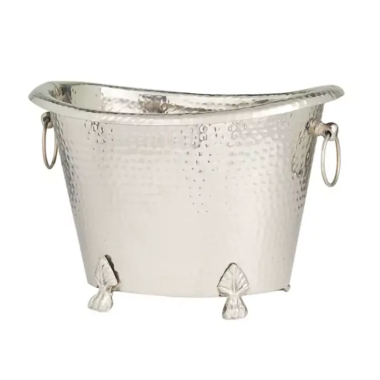 Kirklands Home Barware|Hammered Metal Footed Wine Bucket Silver