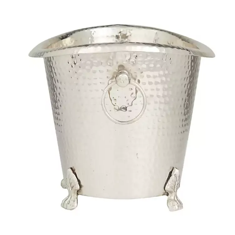 Kirklands Home Barware|Hammered Metal Footed Wine Bucket Silver