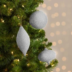 New Luxe Glitter Beaded Ornaments, Set of 3 Christmas Ornaments