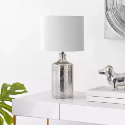 Kirklands Home Table Lamps|Silver Mercury Glass Cylinder Table Lamp White