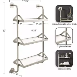 Kirklands Home Shelves|Metal and Glass 3-Tier Wall Shelf Silver