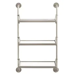 Kirklands Home Shelves|Metal and Glass 3-Tier Wall Shelf Silver