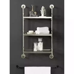 Kirklands Home Shelves|Metal and Glass 3-Tier Wall Shelf Silver
