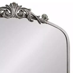 Kirklands Home Decorative Mirrors|Silver Metal Arch Ornate Crown Wall Mirror