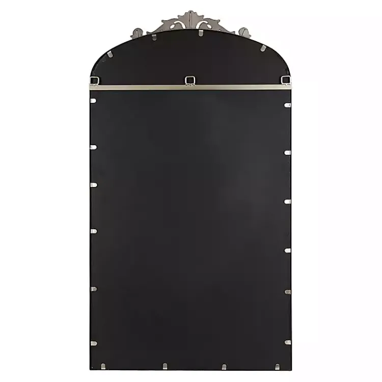 Kirklands Home Decorative Mirrors|Silver Metal Arch Ornate Crown Wall Mirror