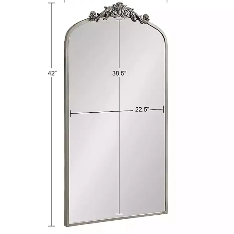 Kirklands Home Decorative Mirrors|Silver Metal Arch Ornate Crown Wall Mirror