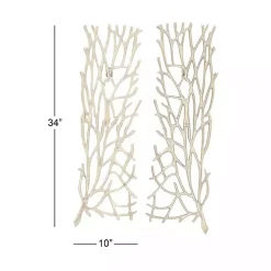 Kirklands Home Wall Plaques|Metal Coral Panel Wall Plaques, Set of 2 Silver