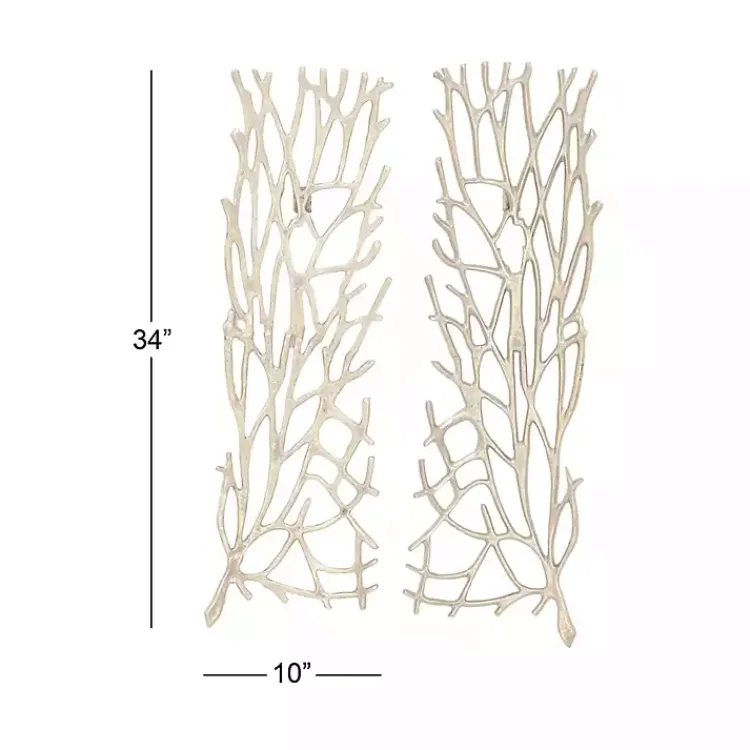 Kirklands Home Wall Plaques|Metal Coral Panel Wall Plaques, Set of 2 Silver