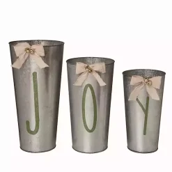 Best Metal Joy Buckets, Set of 3 Christmas Decorations