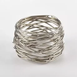 Kirklands Home Table Linens|Metal Twine Napkin Rings, Set of 4 Silver
