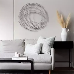 Kirklands Home Wall Plaques|Metal Wire Abstract Wall Plaque Silver
