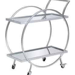 Kirklands Home Kitchen Islands & Bar Carts|Mirrored 2-Tier Odessa Bar Cart Silver