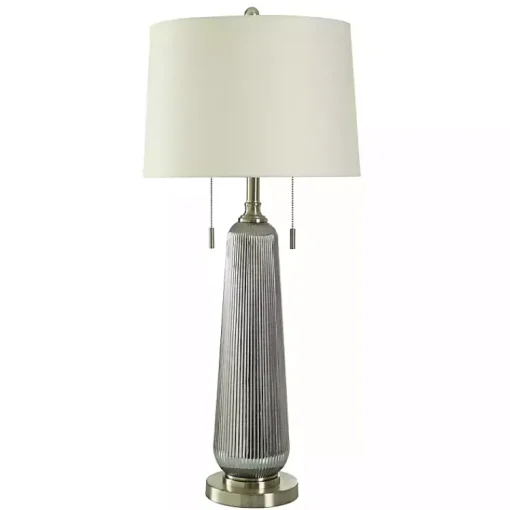 Kirklands Home Table Lamps|Silver Ribbed Glass Table Lamp White