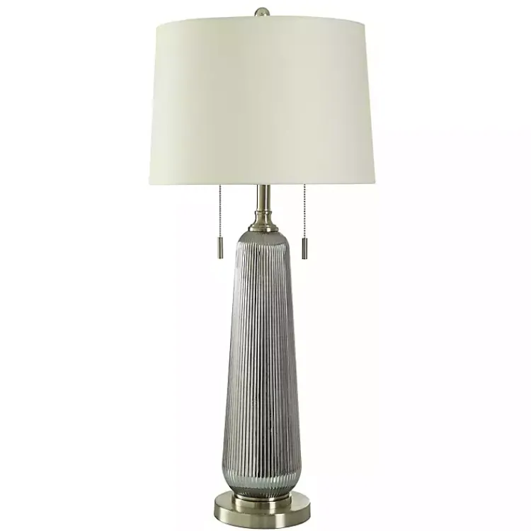 Kirklands Home Table Lamps|Silver Ribbed Glass Table Lamp White