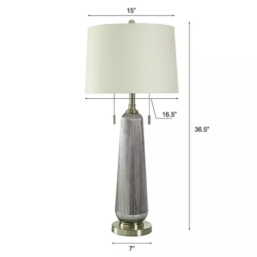 Kirklands Home Table Lamps|Silver Ribbed Glass Table Lamp White