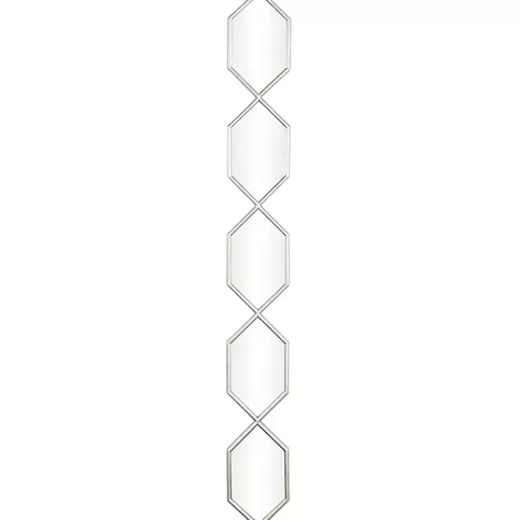 Kirklands Home Decorative Mirrors|Slim Stacked Hexagons Wall Mirror Silver