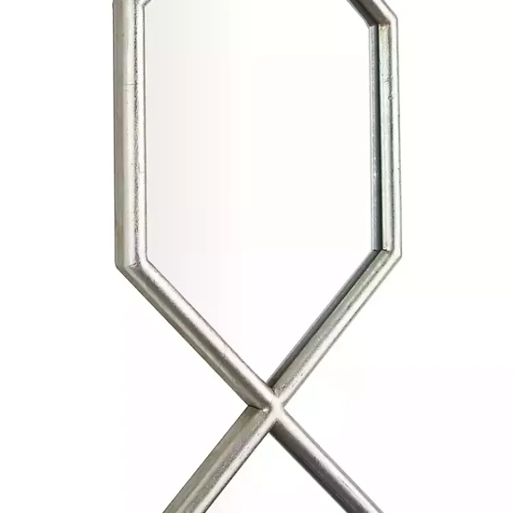 Kirklands Home Decorative Mirrors|Slim Stacked Hexagons Wall Mirror Silver