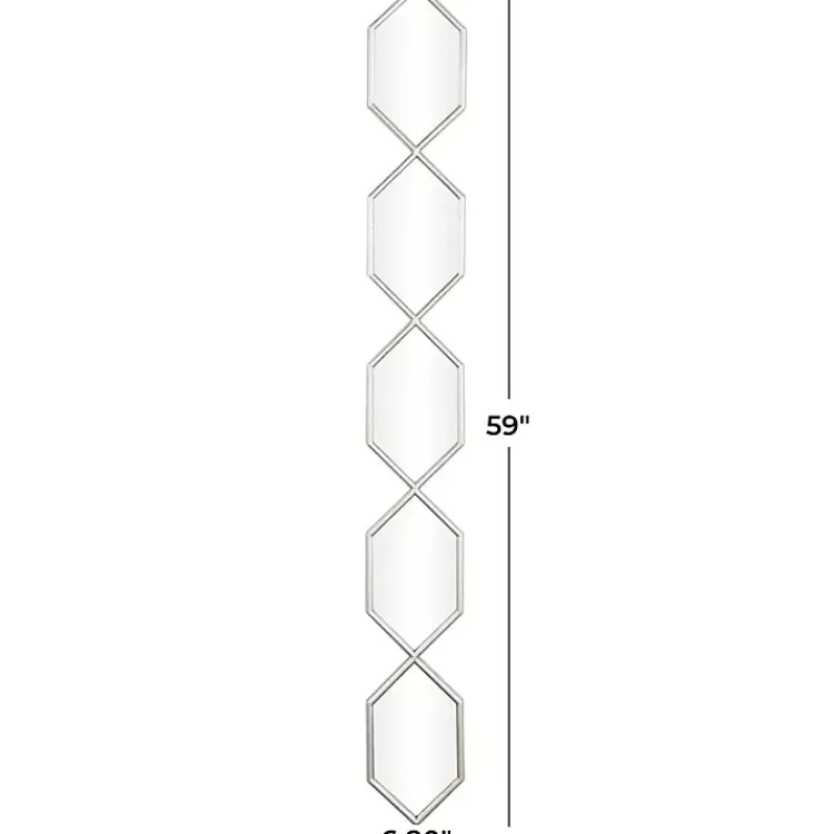 Kirklands Home Decorative Mirrors|Slim Stacked Hexagons Wall Mirror Silver