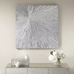 Kirklands Home Canvas Art|Sunburst Dimensional Resin Wall Art Silver