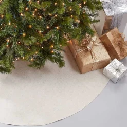 Discount Simple Beige Linen Blend Tree Skirt, 56 in. Christmas Tree Skirts & Collars