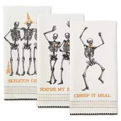 Kirklands Home Kitchen Accessories|Skeletons Printed Assorted Dishtowels, Set of 3