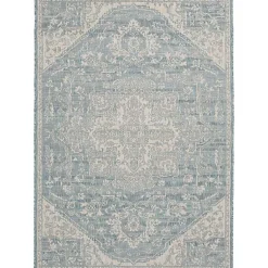 Kirklands Home Outdoor Rugs|Sky Medallion Lava Indoor/Outdoor Area Rug, 5x7 Blue