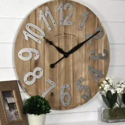 Kirklands Home Clocks|Slat Wood Wall Clock Brown