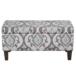 Kirklands Home Benches & Ottomans|Slate Blue Ikat Storage Ottoman