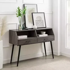 Kirklands Home Console Tables|Slate 2-Drawer Henry Console Table Gray