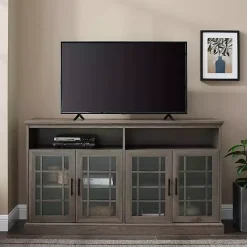 Kirklands Home Tv Stands & Media Consoles|Slate Glass Door Classic TV Stand Gray