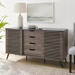 Kirklands Home Cabinets & Sideboards|Slate Slatted 4-Drawer Cabinet Gray
