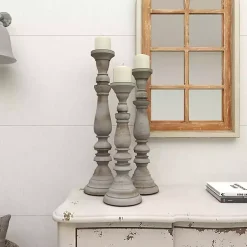 Sale Slate Rustic Mango Wood 3-pc. Candle Holder Set Candle Holders