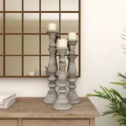 Sale Slate Rustic Mango Wood 3-pc. Candle Holder Set Candle Holders