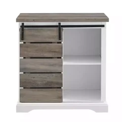 Kirklands Home Cabinets & Sideboards|Slatted Sliding Barn Door White and Cabinet Gray