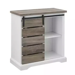 Kirklands Home Cabinets & Sideboards|Slatted Sliding Barn Door White and Cabinet Gray