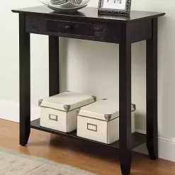 Kirklands Home Console Tables|Slim Single Drawer Console Table Black