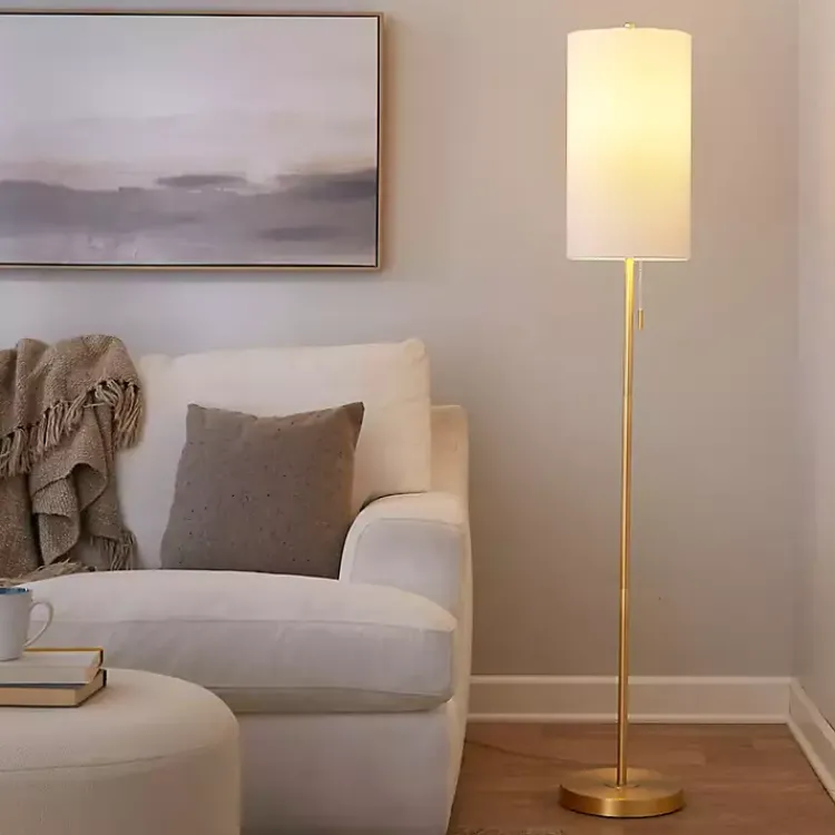 Kirklands Home Floor Lamps|Slim Gold Modern Floor Lamp White