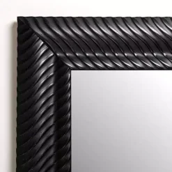 Kirklands Home Decorative Mirrors|Sloan Black Grooved Wall Mirror