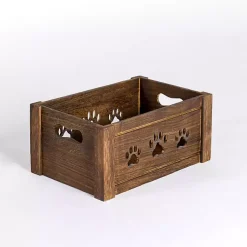 Best Small Paw Print Cutout Wooden Crate Baskets & Boxes