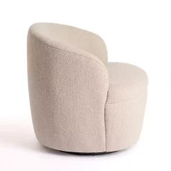 Kirklands Home Accent Chairs|Small Round Sand Boucle Swivel Accent Chair Tan