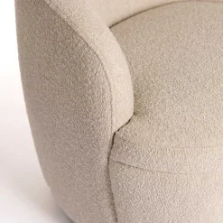 Kirklands Home Accent Chairs|Small Round Sand Boucle Swivel Accent Chair Tan