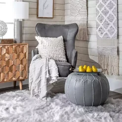 Best Smoke Moroccan Leather Pouf Poufs & Floor Cushions