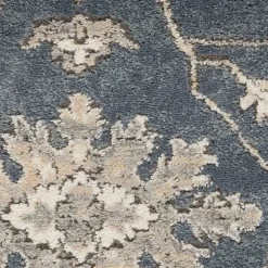 Kirklands Home Area Rugs|Smokey Blue and Ivory Floral Runner, 2x7